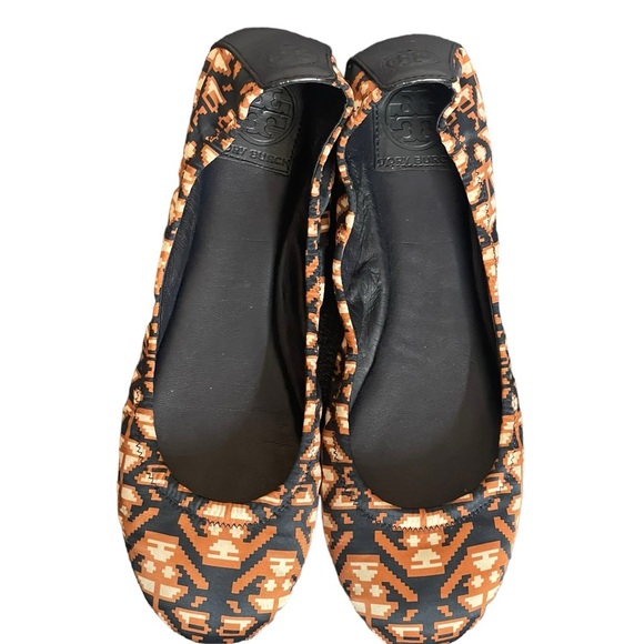 Tory Burch Tribal Aztec Brown Blue Ballet Flats Loafers Womens Size 9M - Picture 7 of 11